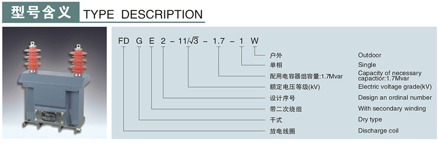 FDGE2-11√3-1.7-1W型10KV放电线圈型号说明