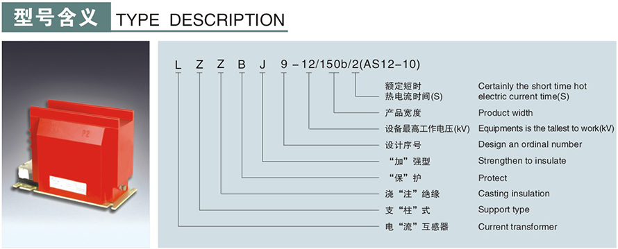 LZZBJ9-12150b2(AS12-10)型电流互感器型号说明