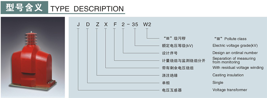 JDZXF2-35W2型电压互感器型号说明