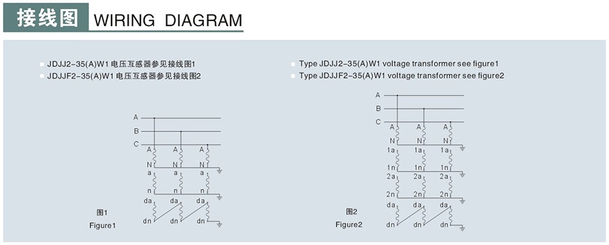 JDJJ2-35/JDJJ2-35GYW1/JDJJ2-35GYW2型电压互感器接线图