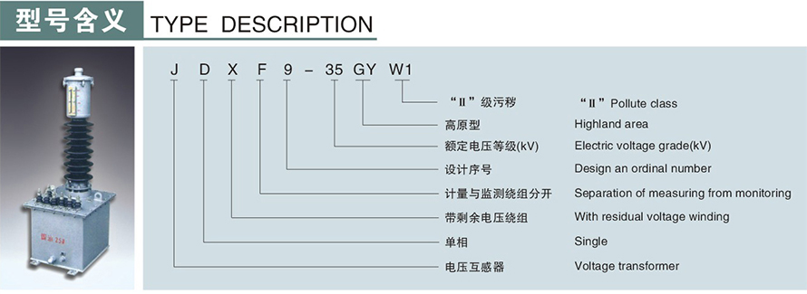 JDXF9-35GYW1型电压互感器型号说明