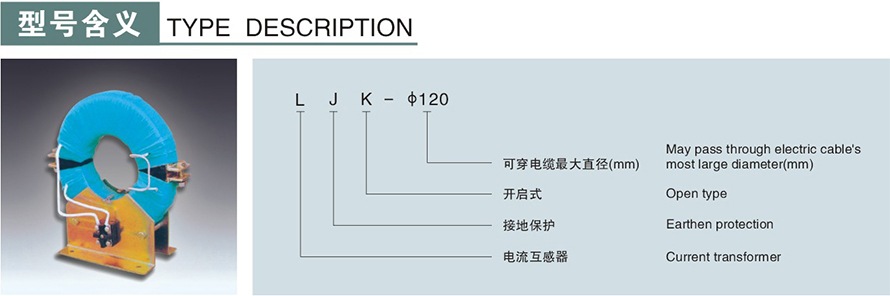 LJK-φ120型零序电流互感器型号说明