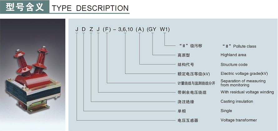 JDZJ-10GYW1(A)型电压互感器型号说明