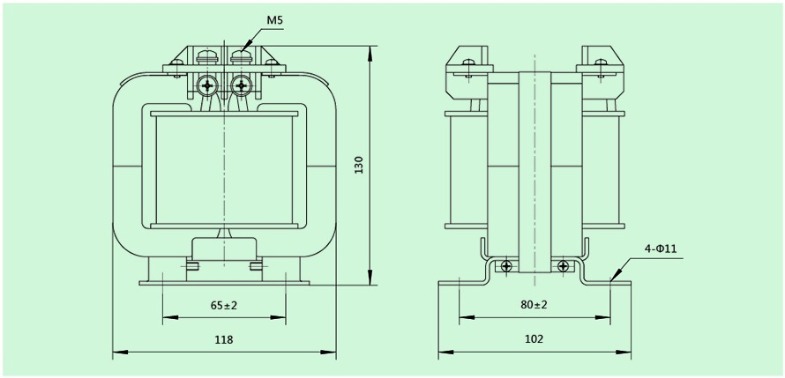 JDG4-0.5型电压互感器外形及安装尺寸